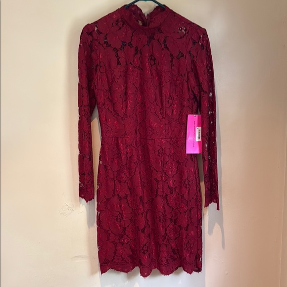 Betsey Johnson Red Lace Midi Dress - Picture 1 of 4